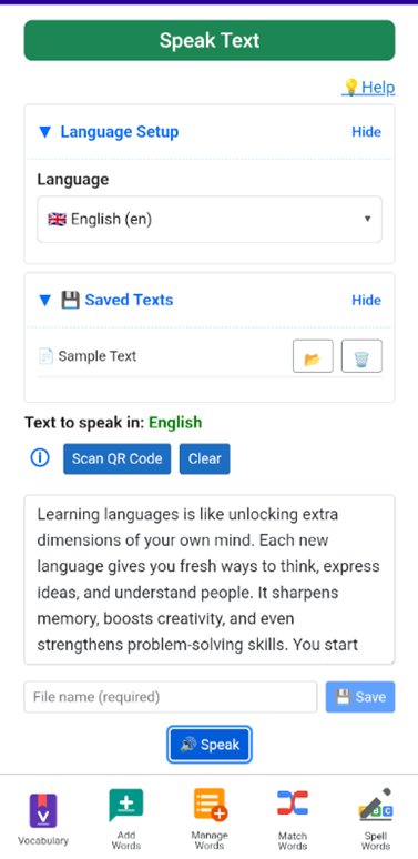 MyPoly Speak Text